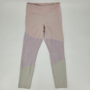 Outdoor Voices Leggings Size Large Colorblock Pastel Hidden Pocket Pink Purple